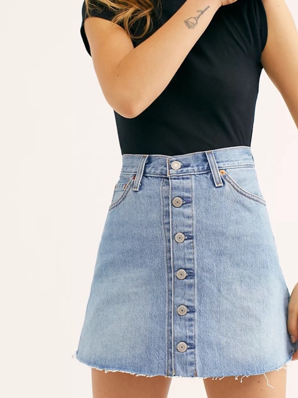 Levi's Light Blue Denim Button-Front A-Line Skirt